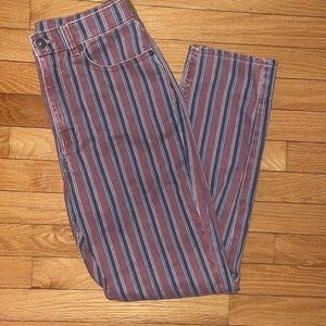 NWT American Eagle Dusty Pink/Blue Striped Mom Jeans (6)